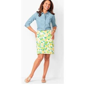 Talbots Sz 8P Classic Cotton A-Line Skirt Colorful Preppy Office‎ Cruise Casual